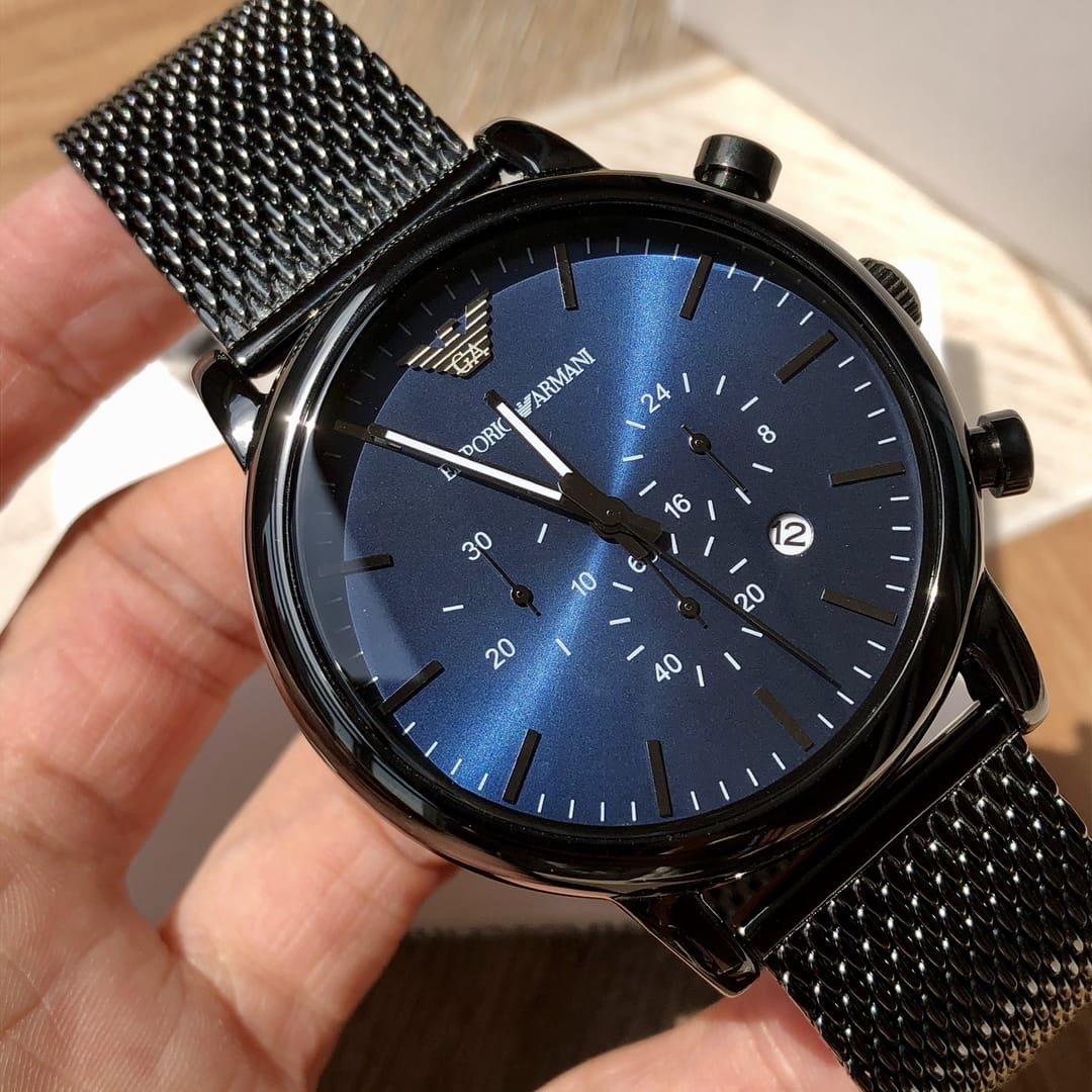 Emporio Armani Luigi Blue Dial Mash Strap Men's Watch- AR1979 - Image 2