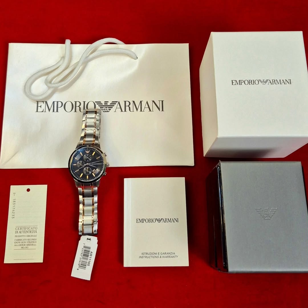 Emporio Armani Renato Dual Tone Black Dial Men's Chronograph Watch- AR11165 - Image 6