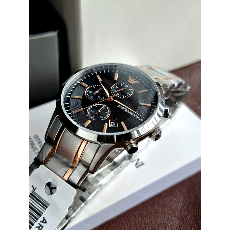 Emporio Armani Renato Dual Tone Black Dial Men's Chronograph Watch- AR11165 - Image 2