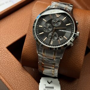 Emporio Armani Renato Dual Tone Black Dial Men's Chronograph Watch- AR11165