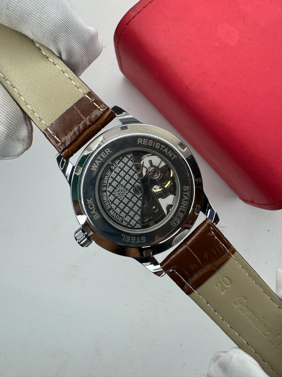 Patek Philippe Luxury Automatic Men's Watch with Genuine Leather Strap - Image 3